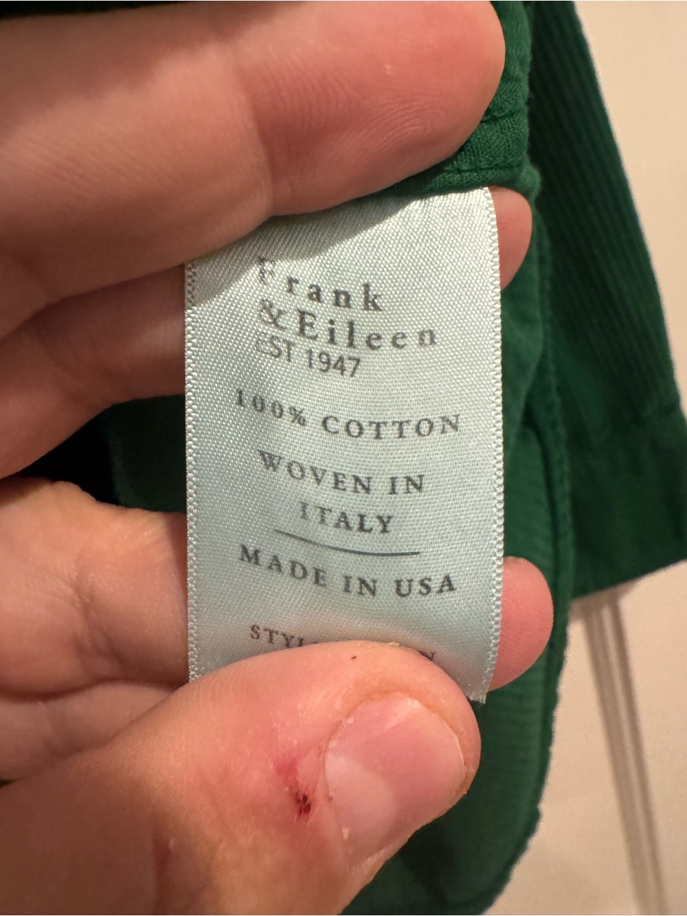 Frank & Eileen Emerald Green Corduroy Button-Down Shirt - Picture 5 of 7